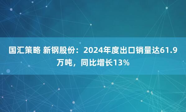国汇策略 新钢股份：2024年度出口销量达61.9万吨，同比增长13%